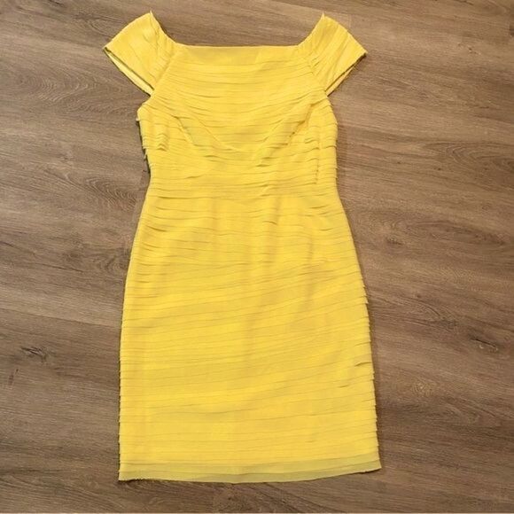 ALICE + OLIVIA CANARY YELLOW TIERED SHEATH DRESS 6 NWT - Picture 1 of 16